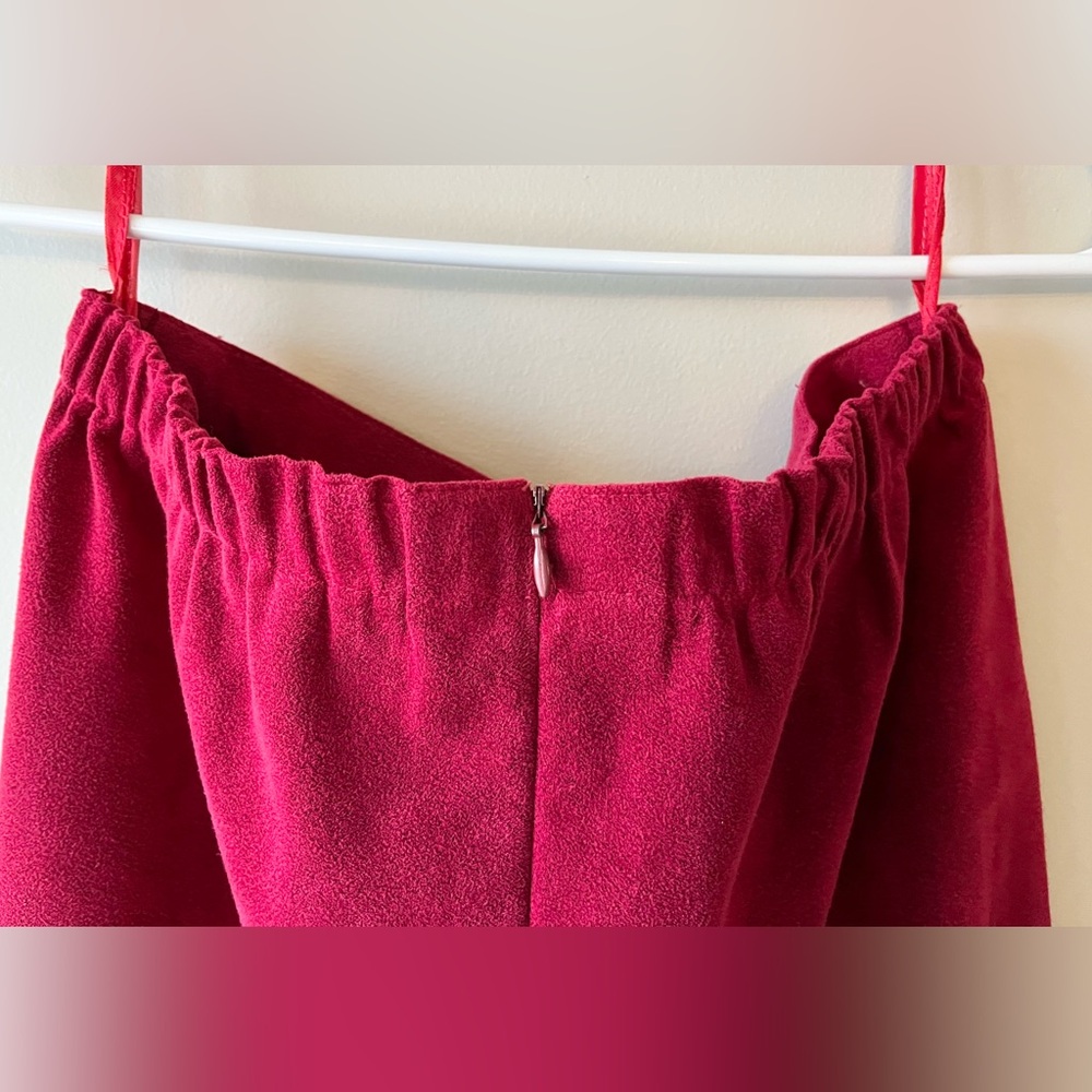 VTG Moody Dark Red A-Line Faux Suede Skirt Midi Size S/M - Romantic Whimsigoth - Picture 4 of 8